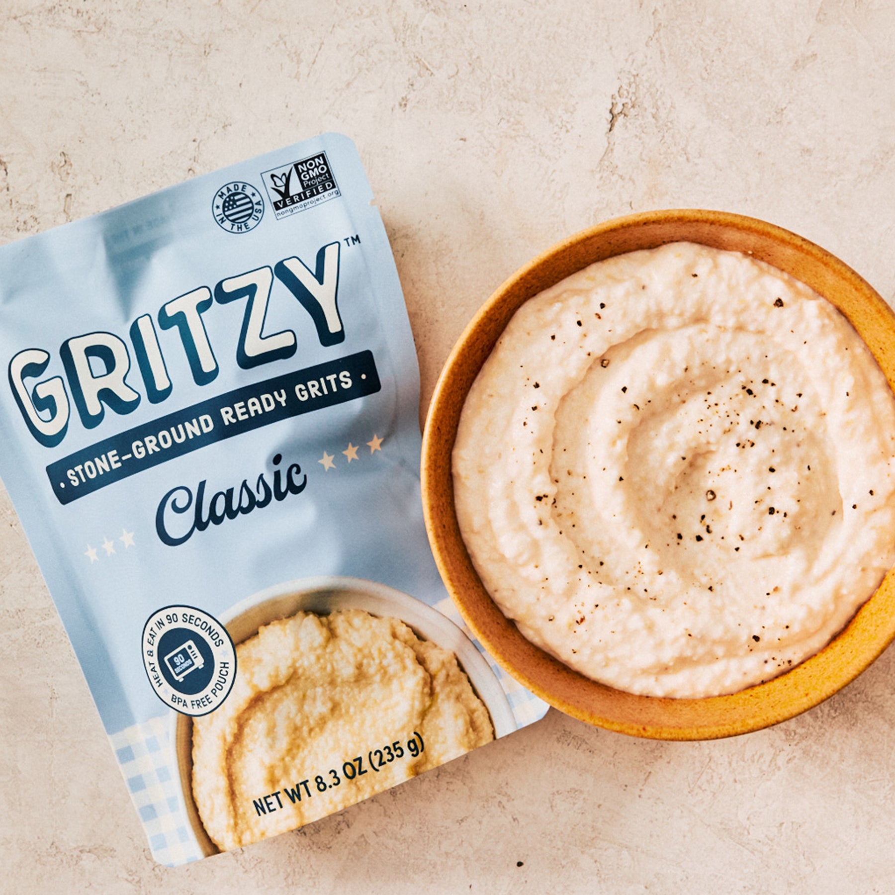 Classic Gritzy Grits in wooden bowl
