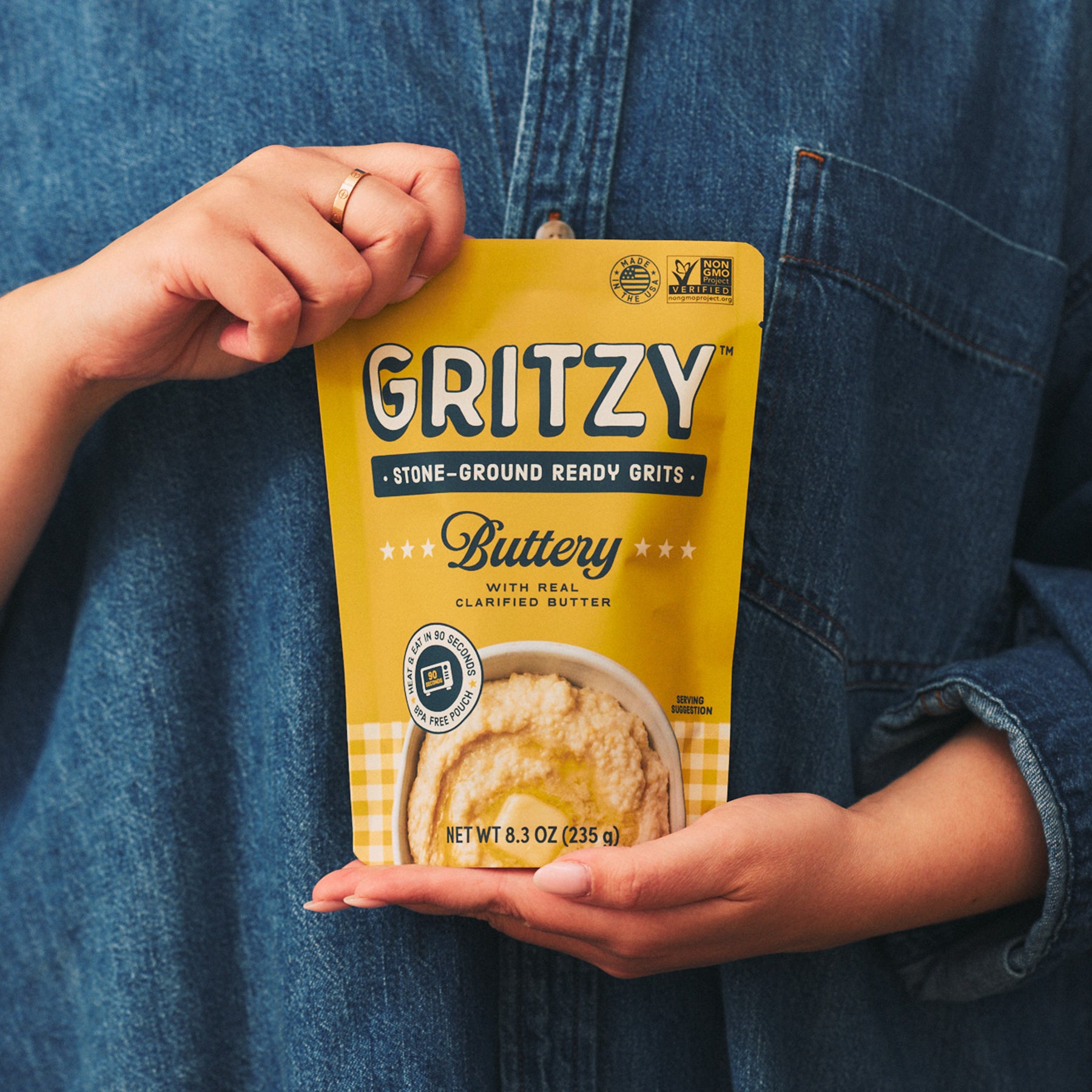Person Holding Gritzy Buttery Grits