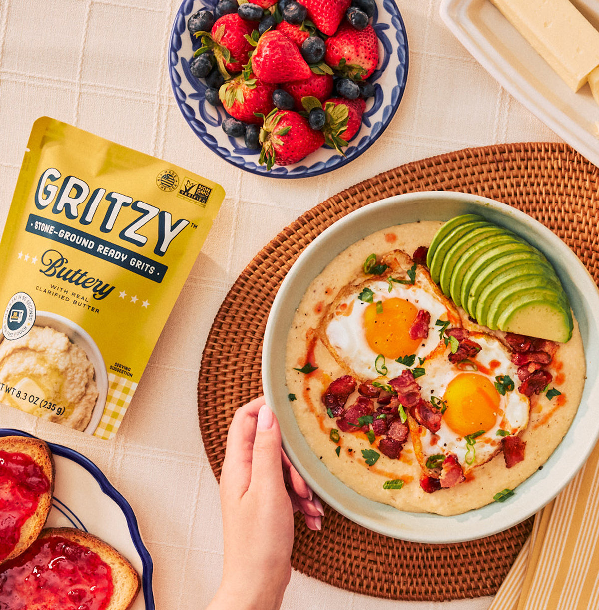 Gritzy Buttery Grits Breakfast spread