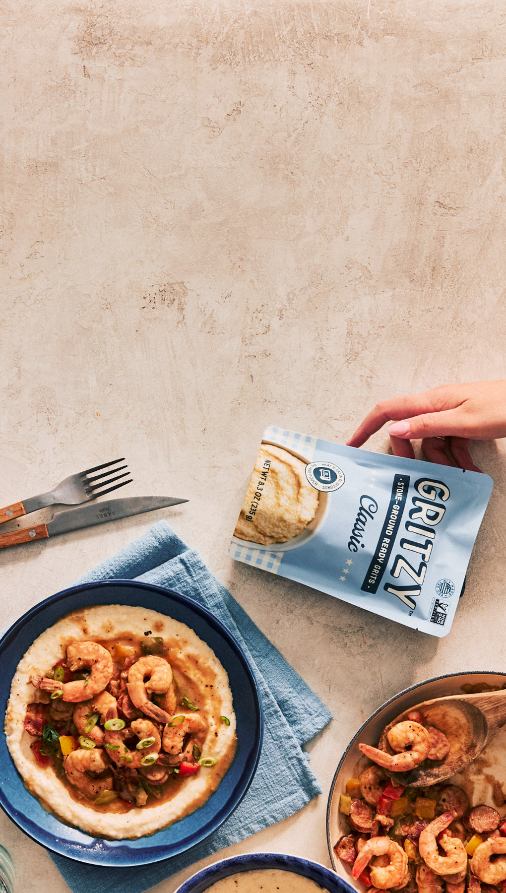 Gritzy classic grits with shrimp dish