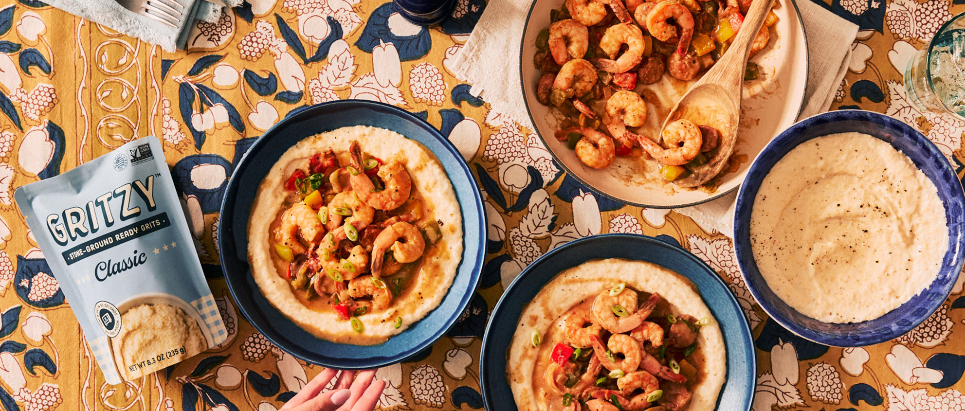 Gritzy classic grits with shrimp dish