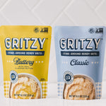 Gritzy Buttery grits next to Classic grits